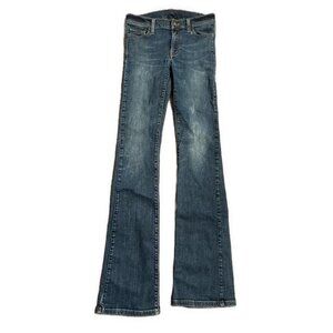 Orta Anadolu Denim Women’s Blue Mid Rise Flare Jeans Stretch 26